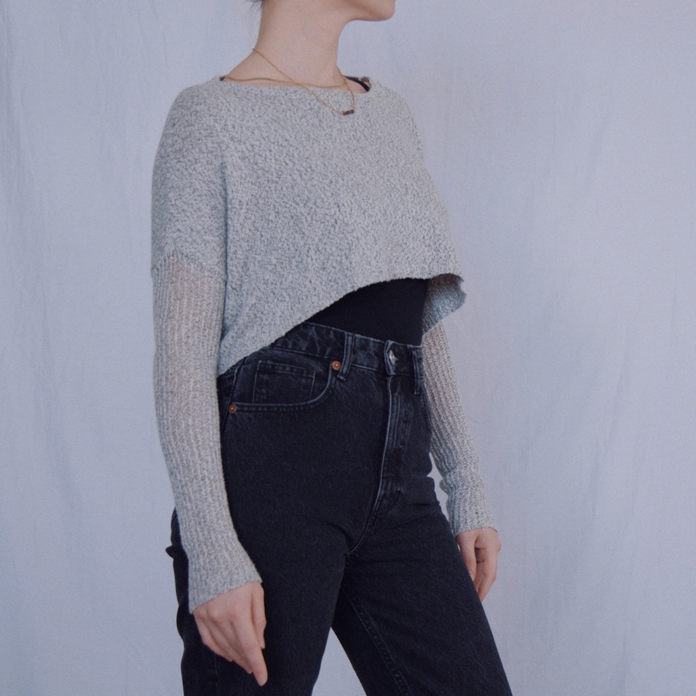 Grey Knit Crop Sweater